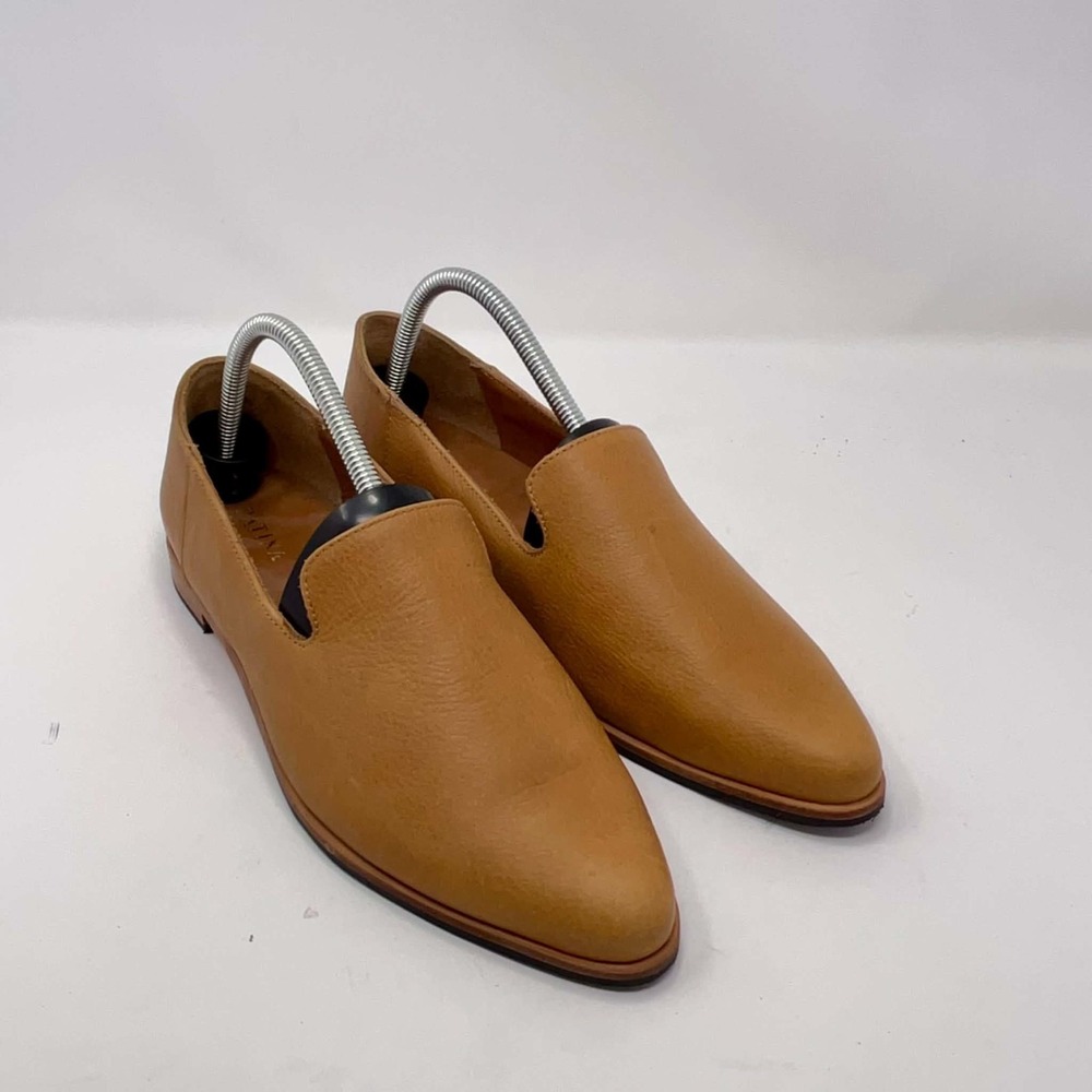 Patina Footwear Womens 9 Tan Leather Pointed Toe Loafers Slip On Made Mexico